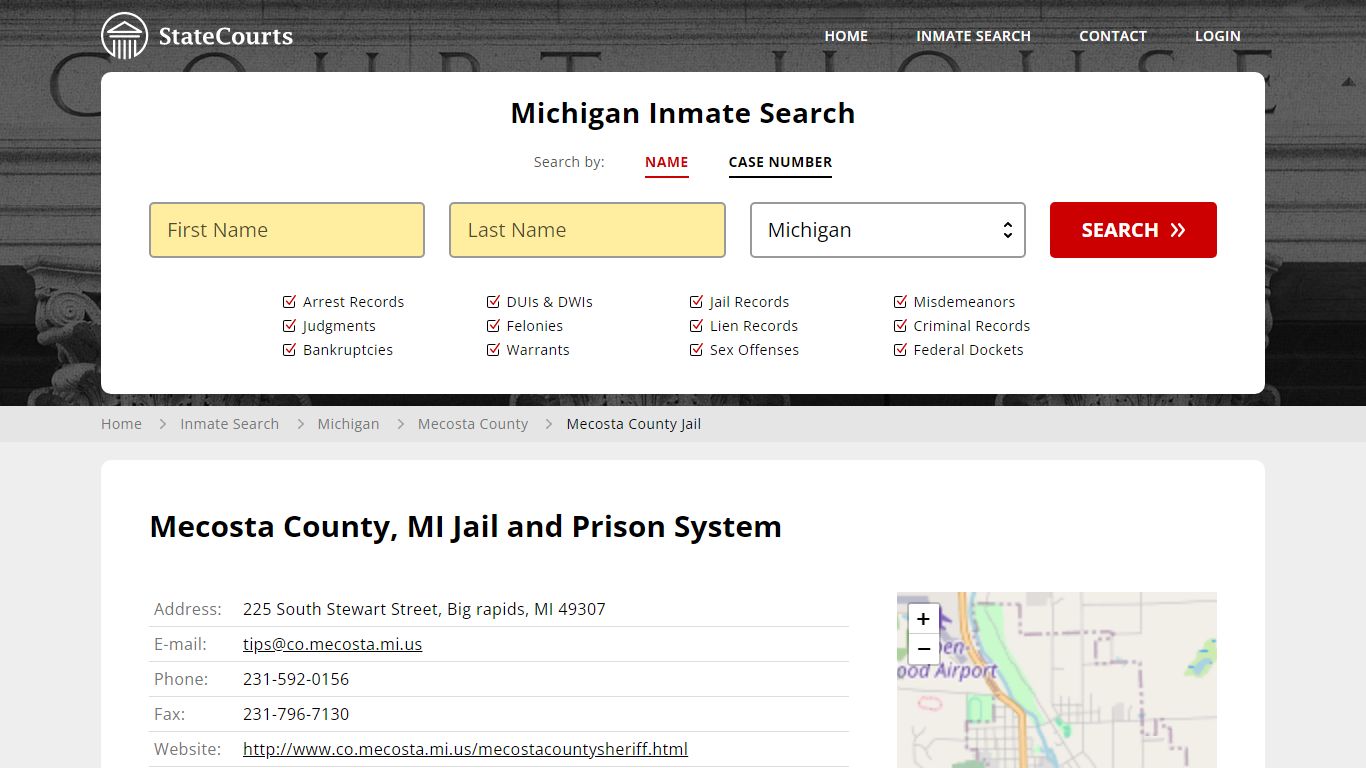 Mecosta County Jail Inmate Records Search, Michigan - StateCourts